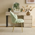 thumbnail image 3 of Ktaxon Vanity Makeup Chair with Teddy Velvet, Shell Design Accent Desk Chair with Lumbar Pillow and Gold Legs, Office Seating for Women Green, 3 of 8