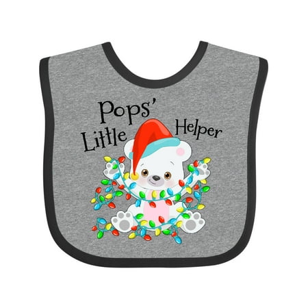 

Inktastic Pops Little Helper Cute Polar Bear with Christmas Lights Gift Baby Boy or Baby Girl Bib