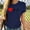 Navy, variant on Oalirro Women's Tops, Tees & Blouses Women Tops and Blouses Fashion Women Casua Printing Pullover Short Sleeve T-Shirt Tops Blouse Navy