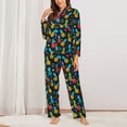 thumbnail image 2 of Pofeuu Colorful Pineapple Print Womens Pajamas Set Long Sleeve Sleepwear Button Down Nightwear Soft Pj Lounge Sets Button Down Pajamas Women-XX-Large, 2 of 7