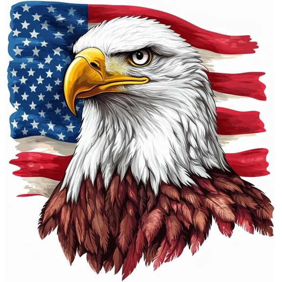American Flag Bald Eagle Car Sticker, Waving US Flag & Majestic Eagle Vinyl Decal for Trucks, SUVs, Bumpers, Doors & Windows