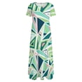 thumbnail image 4 of Robe Imprimée Color Block Verte Triangle Drôle Bohème Longues Robes Femme Robe Maxi Moderne Grande Taille 6TG 7TG, 4 of 5