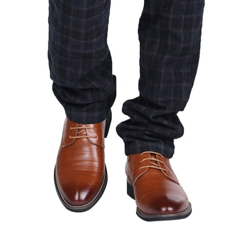 Mens Casual Dress Oxfords Shoes Classic Lace up Business Formal Derby Sneakers Rubber Block Soled Non Slip Shoes