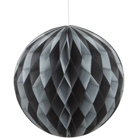 8" Black and Silver Honeycomb Tissue Paper Ball