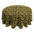 thumbnail image 4 of Black Yellow Sunflower Pattern Round Tablecloth 60"x60",Wrinkle Wipeable Table Cloth for Kitchen Dining Room Picnic Patio Party, 4 of 6