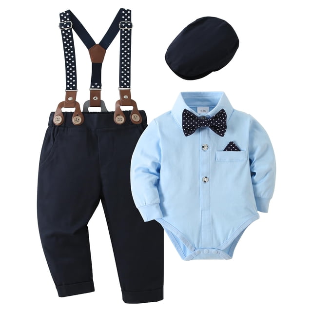 Traje SANMIO para bebé niño, 4 unidades, azul, para bautizo y Pascua