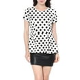 thumbnail image 7 of MODA NOVA Juniors Round Neck Short Sleeves Polka Dots Peplum Blouse with Belt, 7 of 7