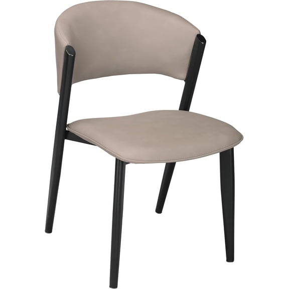 LeisureMod Aspen Modern Leather Dining Chair – Armless Side Chair with Black Iron Frame, Upholstered Accent Chair for Kitchen, Dining Room, or Office