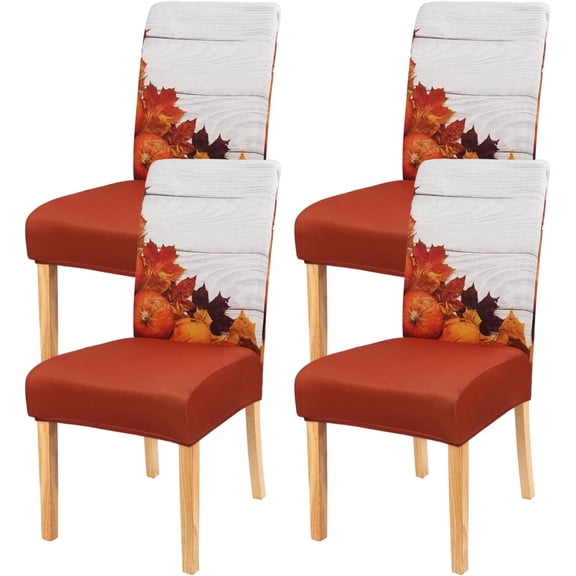 Fall Chair Covers Set of 4,Thanksgiving Parsons Autumn Leaves Dining Chair Protectors,Elastic Removable Washable Dining Chair Covers,Fall Decor for Home