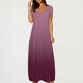 thumbnail image 2 of Meichang Robes d'Été pour Femmes 2025 Robe Maxi Grande Taille Imprimé Dégradé Robe Décontractée Manches Courtes Col Rond Robes T-Shirt Travail Coupe Ample Longue Robe, 2 of 6