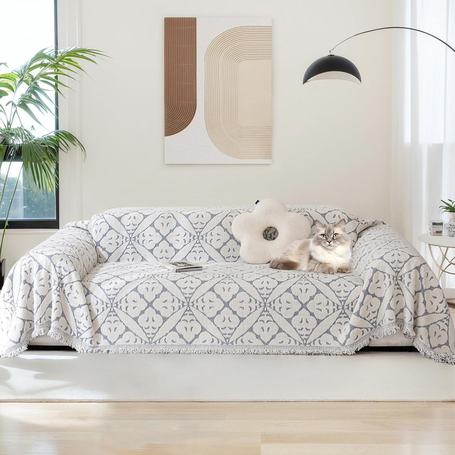 TOPCHANCES Chenille Couch Cover Sofa Slipcovers Towel Cover Couch Furniture Pet Protector Throws Blanket  (180*260cm, Grey)