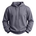 thumbnail image 4 of Hoodies for Men Casual Solid Color Pullover Drawstring Pocket Long Sleeve Hooded Blouse, 4 of 9