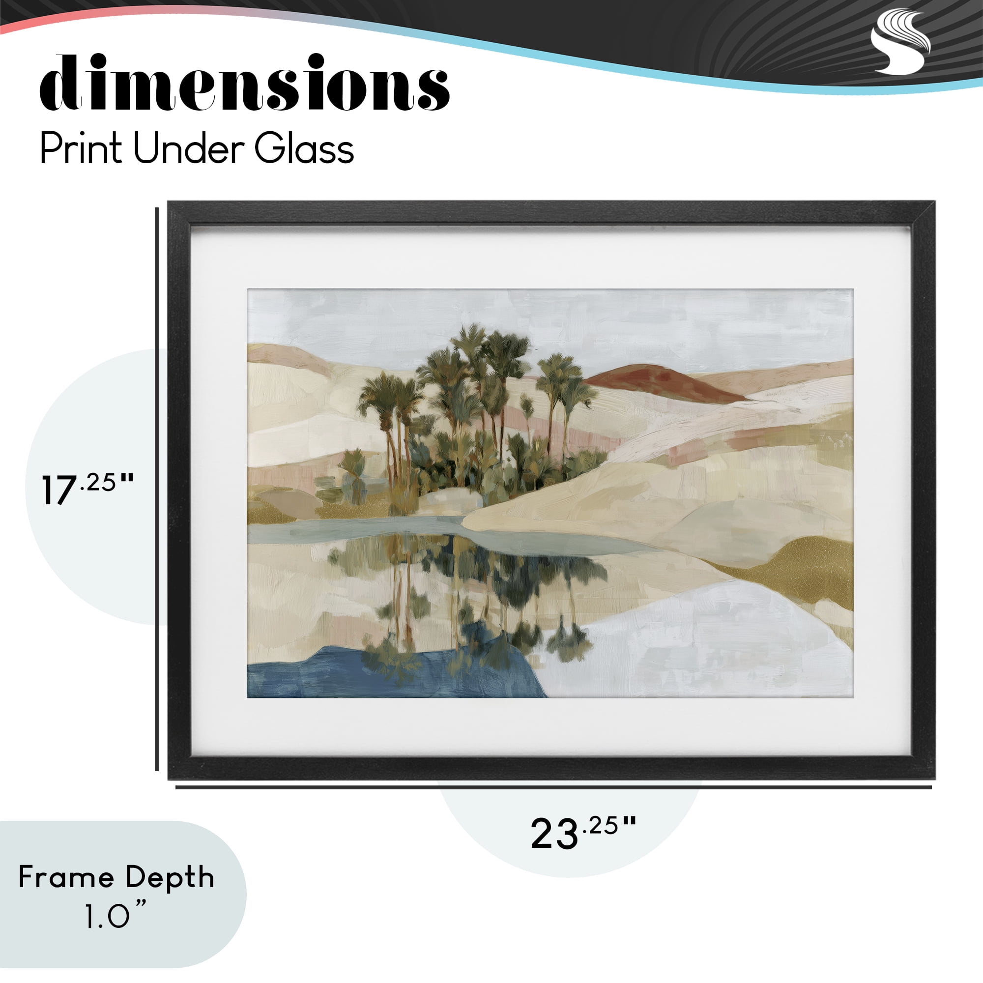 Stupell Industries Desert Oasis with Palm Reflection Black Framed Print Under Glass, design by Chromatic Storm Studio