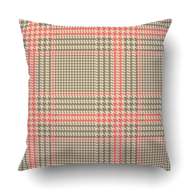 WOPOP Hounds tooth Geometric in dull brown red and beige color Glen