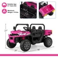 thumbnail image 2 of OLAKIDS Kids Ride On UTV, 12V Electric Vehicle Dump Truck with Remote Control, Dump Bed and Extra Shovel, Toddlers Battery Powered Car with 2 Speeds, Music, USB, AUX (Pink), 2 of 9