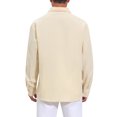 thumbnail image 3 of INSPIRE CHIC Back to School Men's Long Sleeve Button Down Solid Linen Dress Shirt S Beige, 3 of 6