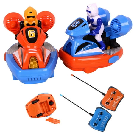 Crane Radio Controls Costway New RC Speed Bumpers 2 Cars Remote Controlled Chases Kids Toy Fun Crash Sound ()