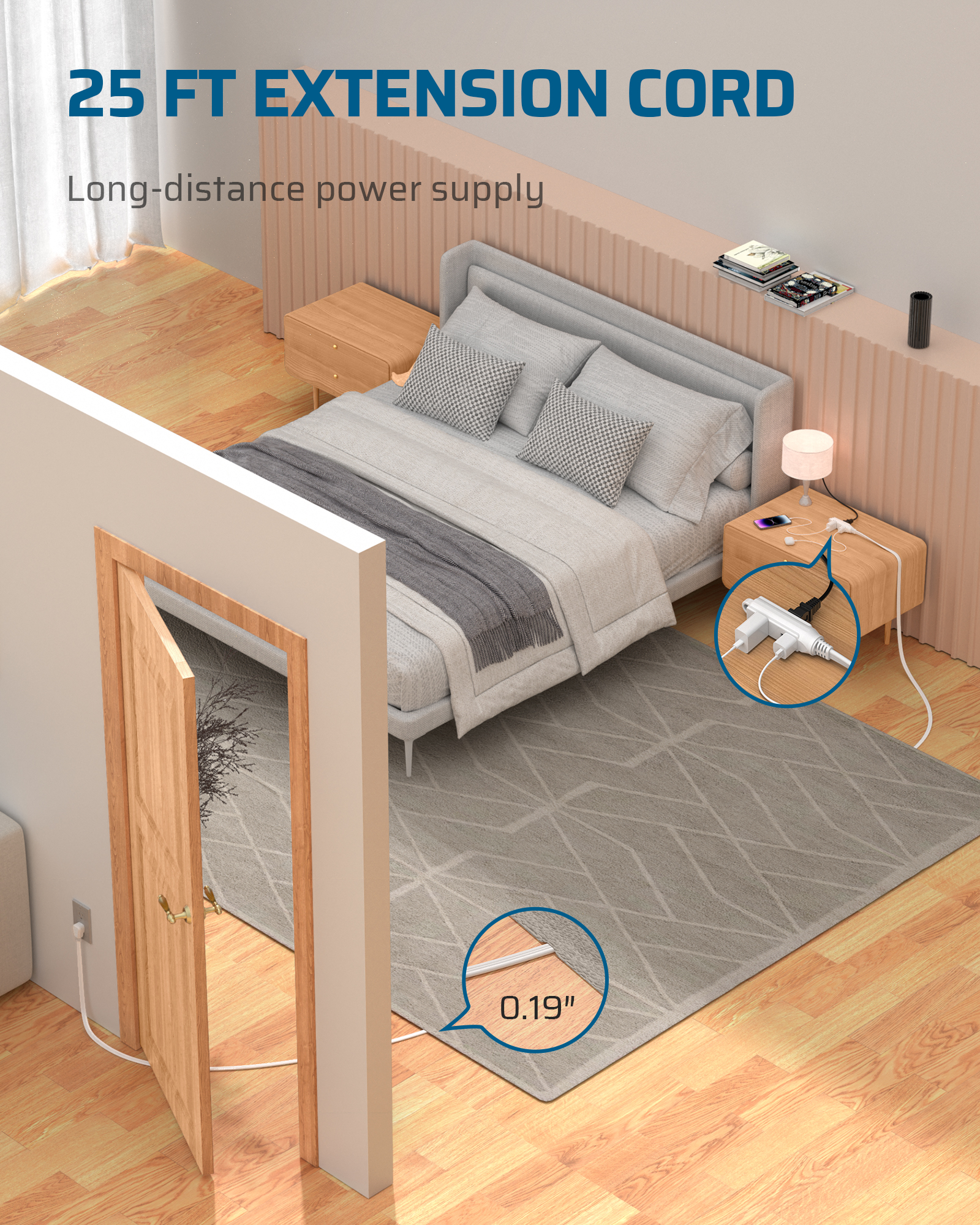 DEWENWILS 25 Ft Flat Plug Indoor Extension Cord photo 7
