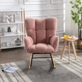 thumbnail image 2 of PORKISS Teddy Upholstered Rocking Chair with High Backrest Armchair for Living Room Bedroom, Pink, 2 of 8