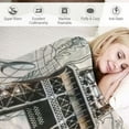 thumbnail image 3 of Qinduosi Eiffel Tower Sherpa Blanket Women Chic Retro Paris Theme Fleece Throw Blanket Vintage Paris Cityscape Plush Blanket Bedroom Decor Teal Fuzzy Blanket, 3 of 6