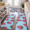 thumbnail image 2 of Red Strawberry Plants Blue Pattern Kitchen Rugs Sets Of 3,Kitchen Runner Rugs Non Skid Washable,Decorative Kitchen Floor Mats for Kitchen,Sink,Laundry,17"x30"+ 17"x47" + 17"x59", 2 of 6