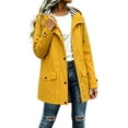 thumbnail image 3 of AnuYalue Women Waterproof Jacket Fashion Button Coat Striped Lined Windbreaker Jackets with Pockets Long Sleeve Outerwear, 3 of 8