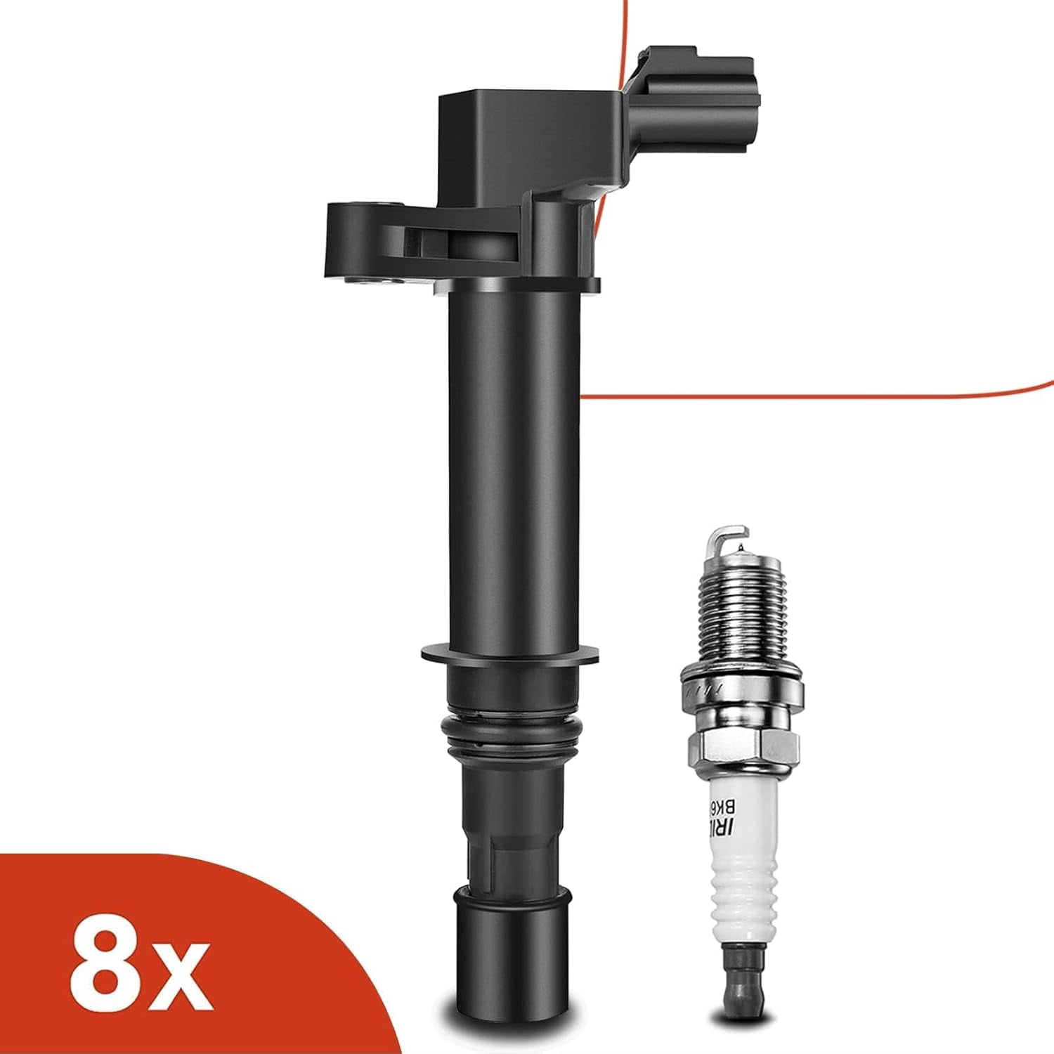 A-Premium Set of 8 Ignition Coil Pack and Iridium Spark Plugs Compatible with Dodge, Jeep Vehicles - 2002-2008 Ram 1500-2000-2008 Dakota Durango - 1999-2008 Grand Cherokee