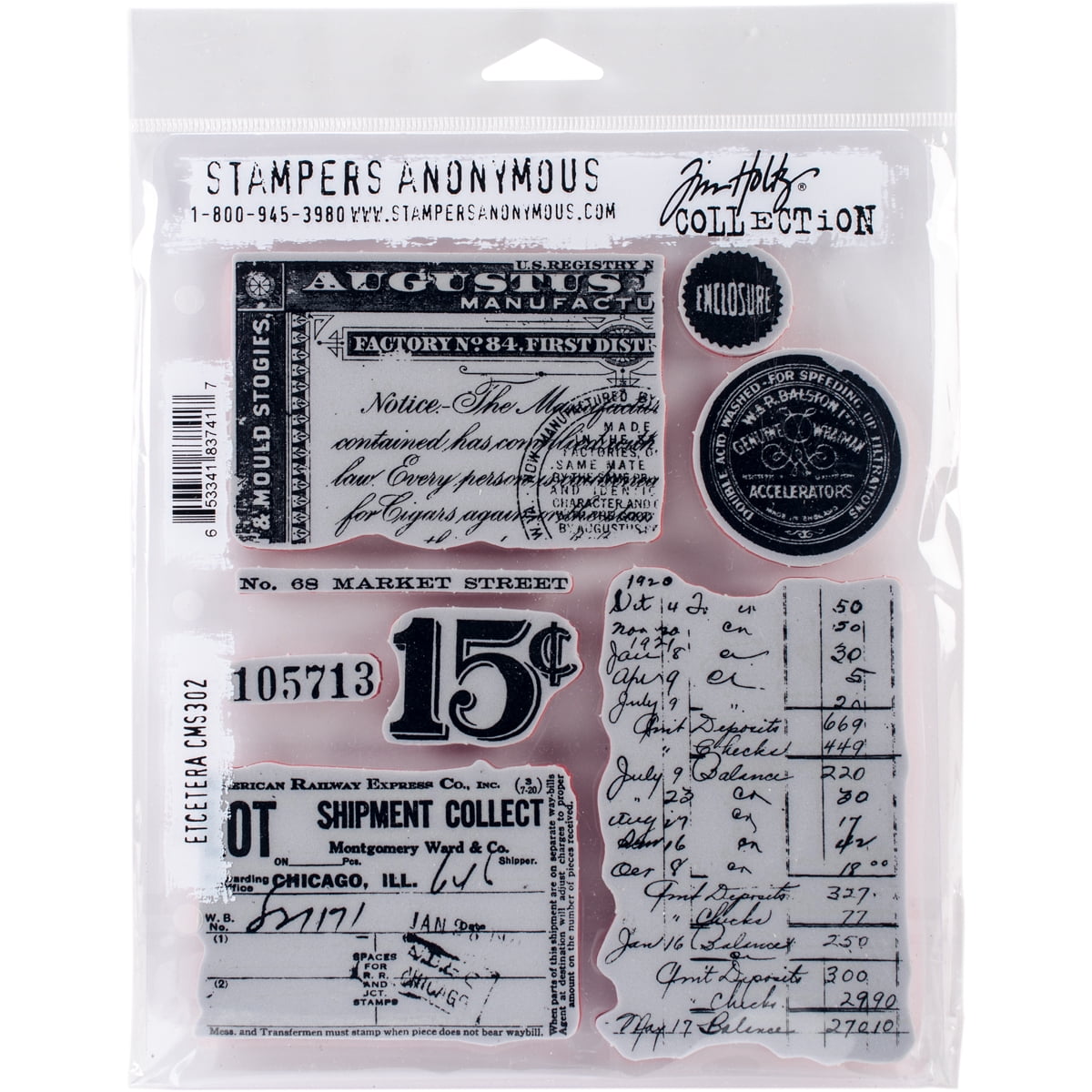 Stampers Anonymous Tim Holtz Cling Rubber Stamp Set Ledger Script 7 by 8.5