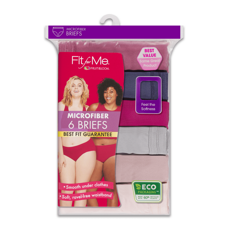 Fit for Me by Fruit of the Loom Women's Plus Size Microfiber Brief Underwear,  6 Pack 