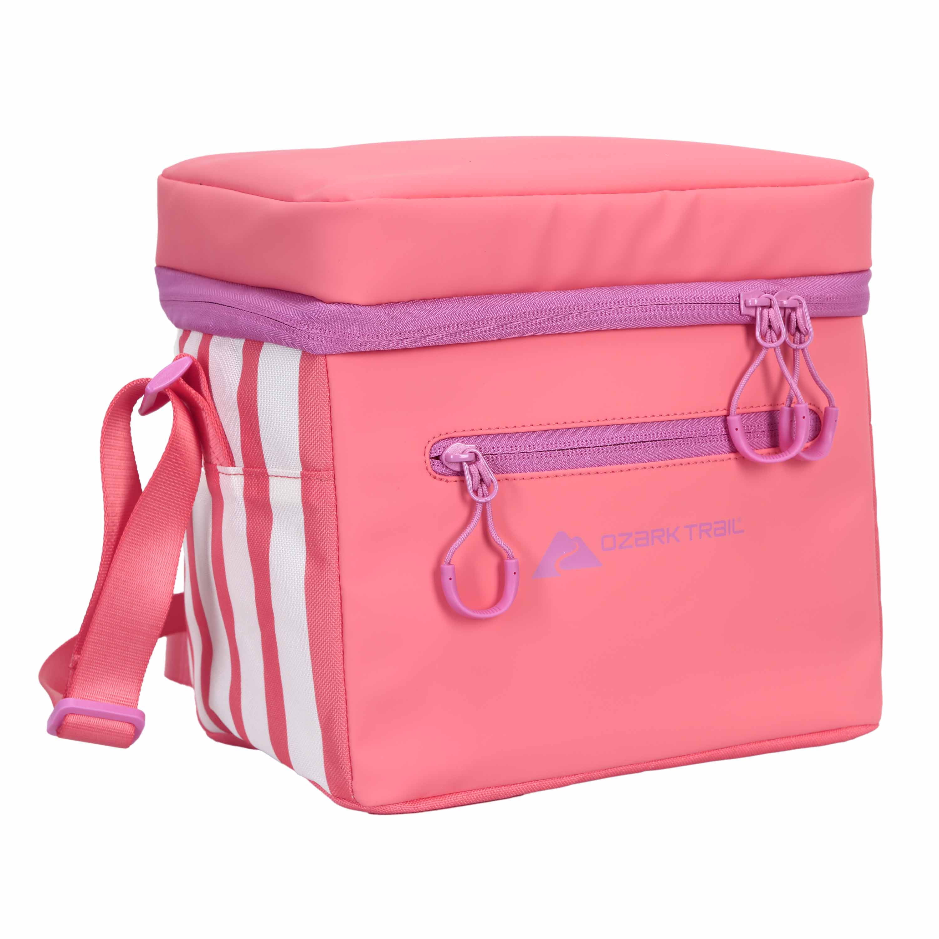 Ozark Trail Coated Soft Side Cooler with Removable Hardliner, 6 Can , 6 Quart Capacity, Summer Vibes Collection, Coral