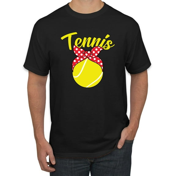 Wild Bobby, Tennis Mom Cute Bow Ribbon Tennis Ball, Mother's Day, Men Graphic T-Shirt, Black, Small