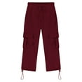 thumbnail image 7 of Ltctricy Boys' Cargo Sweatpants Elastic Waist Drawstring Straight Leg Casual Athletic Workout Trousers Children Jogger Pants(Wine,13-14 Years), 7 of 7
