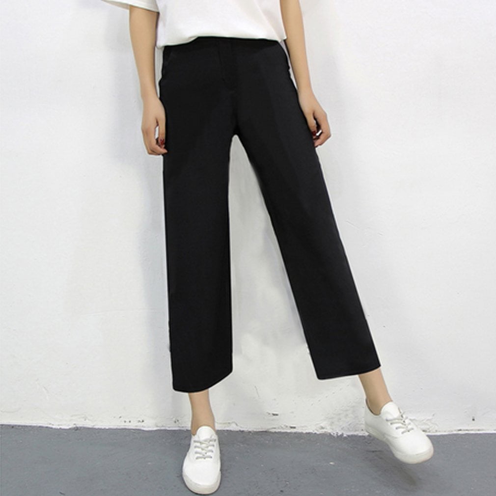 Fashion Loose Calf-length Pants Solid 