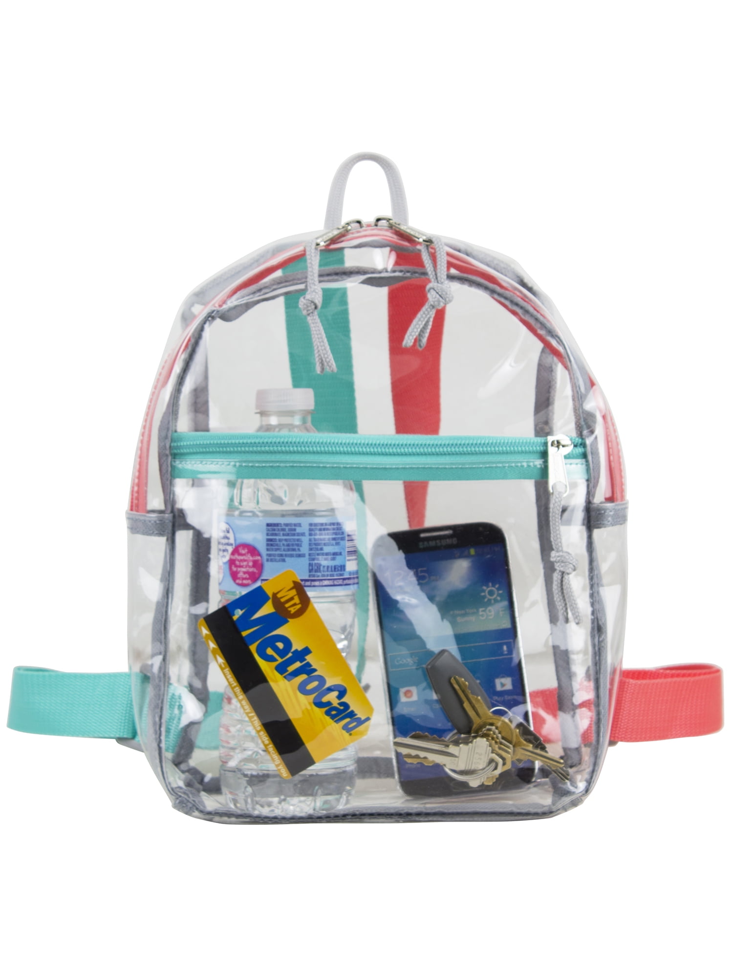 Eastsport Unisex Clear Mini Backpack, Coral Turquoise