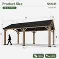 thumbnail image 6 of Aoxun 12' x 20' Outdoor Wood Gazebo, Hardtop Gazebo Permanent Wooden Pavilion with Galvanized Steel Gable Roof, for Patio, Garden, Deck, Cedar Wood, 6 of 6