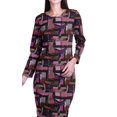 thumbnail image 6 of Moomaya Printed Full Sleeve Bodycon Dress for Women Scoop Neck Side Slit Casual Clothing, 6 of 8