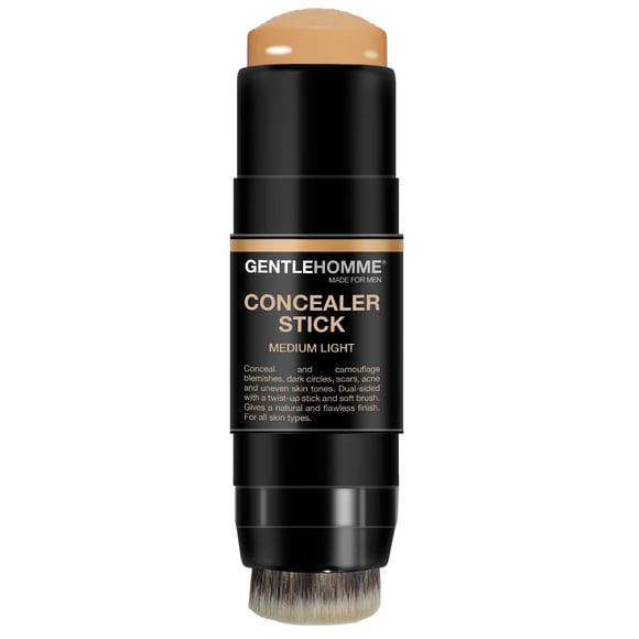 Gentlehomme Corrector en barra para hombre con pincel para ojeras, borrador medio claro