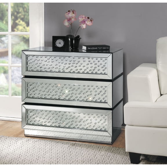 ACME Nysa Console Table, Mirrored & Faux Crystals