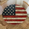 thumbnail image 6 of Round Fitted Tablecloth with Elastic Outdoor Tablecloth for 36" - 44" Tables Waterproof Table Cover for Indoor Dinner, Camping, Yard (Retro American Flag), 6 of 6