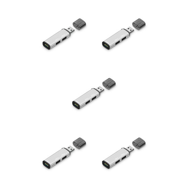 Tholdsy Hub USB de alta velocidad Mini adaptador Estación Splitter Transferencia de datos Extensión de aleación de aluminio Accesorio de computadora Plata 5piezas