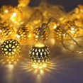 thumbnail image 4 of Guirnalda de luces LED de 3 m, 5 m y 10 m con forma de globo, bolas de metal plateadas marroquíes, alimentadas por USB, para decoración de bodas, Navidad y habitaciones al aire libre, 4 of 5