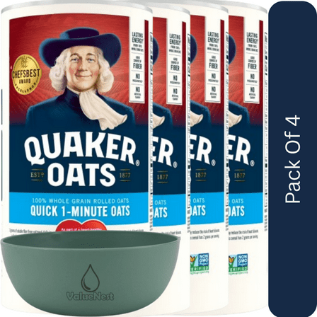Quaker Quick 1-Minute Oats, Whole Grain Instant Hot Cereal, 18 oz with olive green bowl by ValueNest