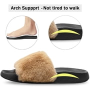 Barerun Women's Fuzzy Faux Fur Open Toe Slides Slippers