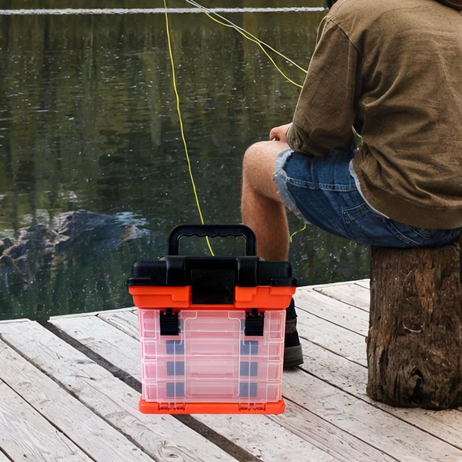 Wswqop Fishing Tackle Box Baits Case Large Capacity Portable Sturdy 4 Layer Tackle Tray Red