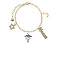 thumbnail image 2 of Delight Jewelry Silvertone Caduceus - NP Goldtone Dream Big Charm Bracelet, 7.5+2" Extender, 2 of 4