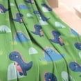 thumbnail image 3 of Green Cartoon Dinosaurs Grass Pattern Blanket,Comfortable Soft Lamb Wool Throw Blanket,All Season,Warm Lightweight Blankets for Sofa Bed Couch Living Room Chair,60"x80", 3 of 4