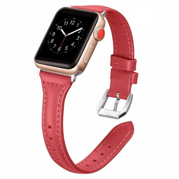 Correas de cuero compatibles con Apple Watch 38 mm-40 mm / 42 mm-44 mm, correa de cuero de grano superior pulsera delgada y delgada para iWatch Series 5/4/3/2/1 Adepaton 2033273-17