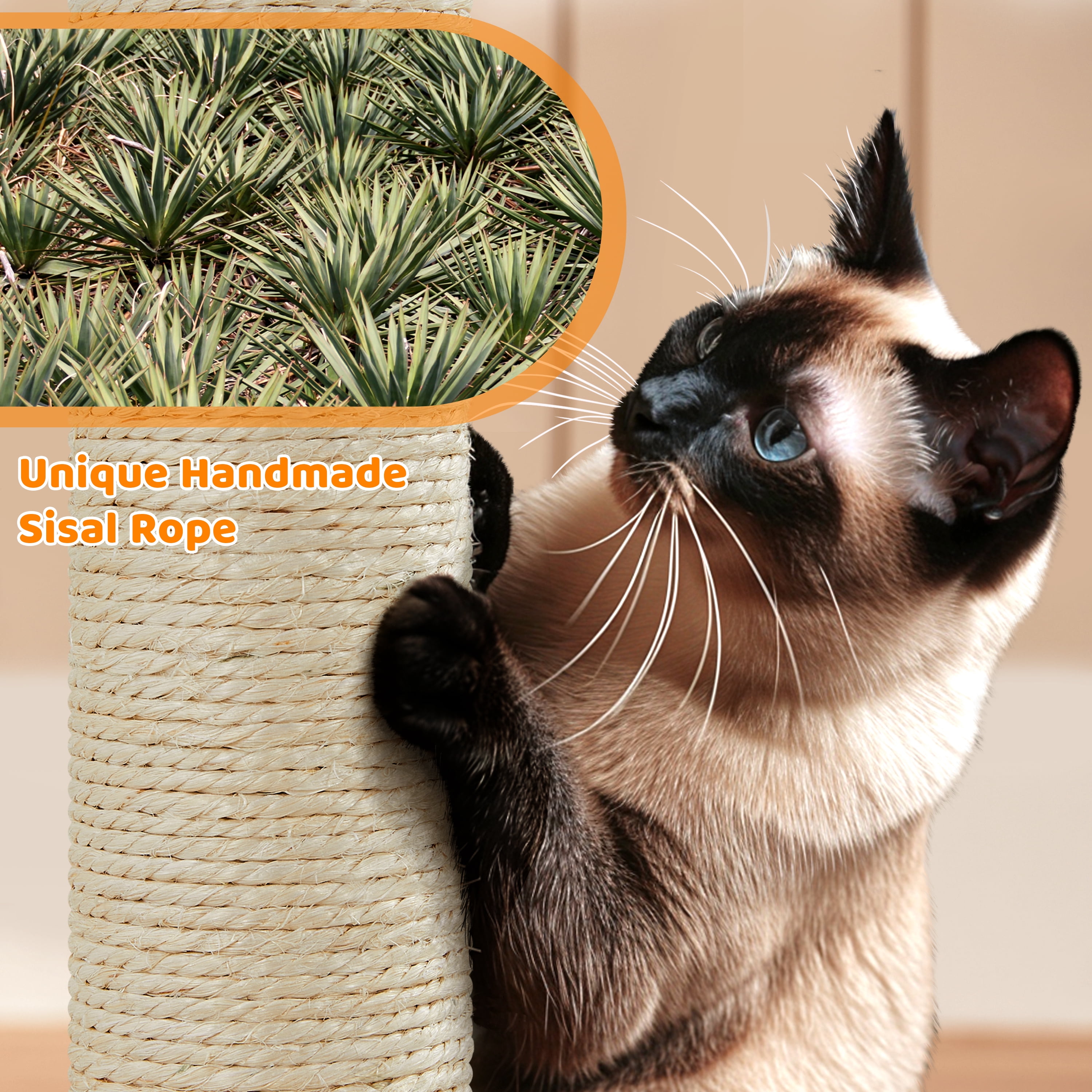 Alden Design Multilevel Cat Tree Tower with Double Condos Top Platform Perch, Light Gray