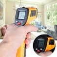 thumbnail image 4 of Termómetro infrarrojo digital sin contacto, pistola de temperatura industrial con láser y luz de fondo, de -50 a 380 °C, no apto para humanos, batería no incluida, color naranja, 4 of 5