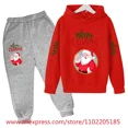 thumbnail image 3 of Christmas Hoodie Set Kids Clothes Girls Hooded Tracksuit Boys Santa Claus Sweatshirt 2pcs Children Stranger Things Clothing, 3 of 5